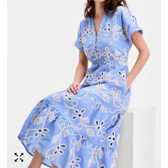 Sam Edelman Dresses & Skirts - Sam Edelman Embroidered Blue Midi Dress